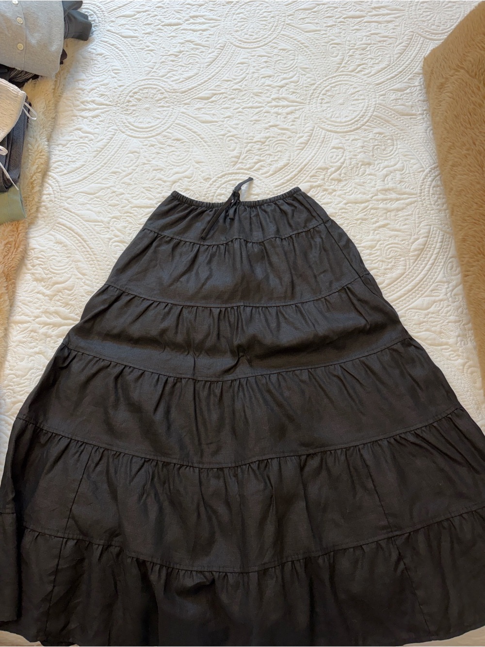 Wilfred Black Bouquet Linen Tiered Maxi Skirt - Women